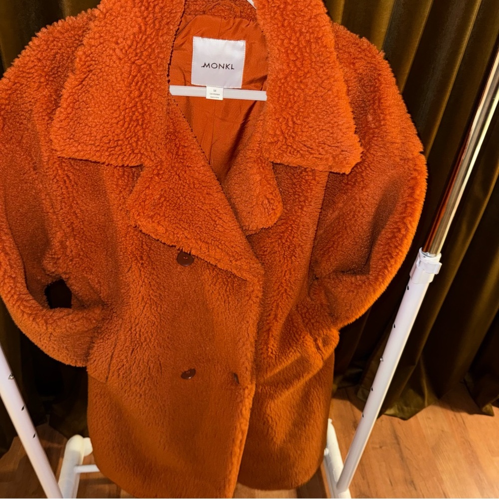 Monki Vibrant Orange Teddy Jacket - Picture 4 of 9
